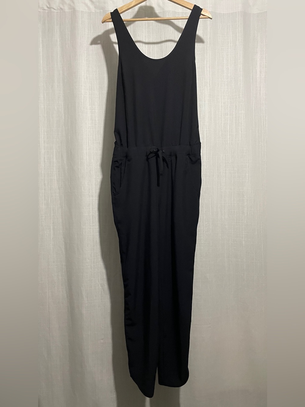 Patagonia Black Sleeveless Drawstring Jumpsuit, Fleetwith, M